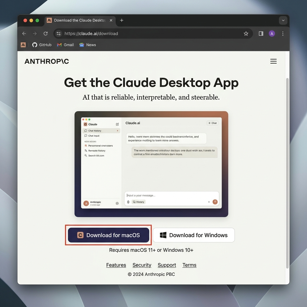 Página de download do Claude Desktop — claude.ai/download